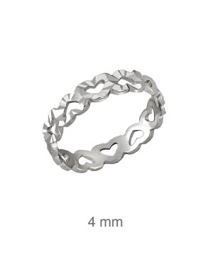 Anillo Corazones Lapidados Plata Ley