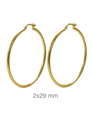 Pendientes Aros 2x29mm Plata Ley Bañada en Oro