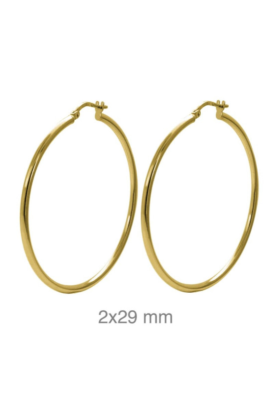 Pendientes Aros 2x29mm Plata Ley Bañada en Oro