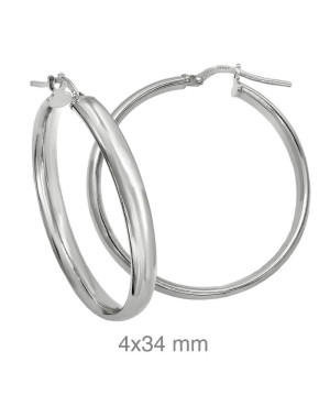 Pendientes Aros Media Caña Plata Ley