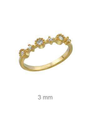 Mini Anillo Circonitas Plata Ley con Baño de Oro
