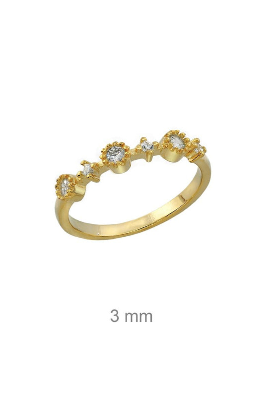 Mini Anillo Circonitas Plata Ley con Baño de Oro