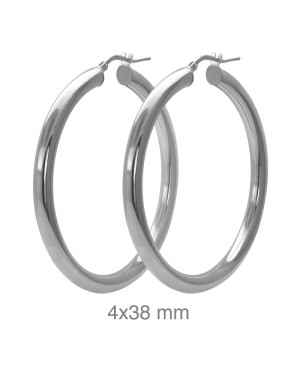 Pendientes Aros 4x38mm Plata Ley