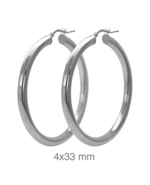 Pendientes Aros 4x33mm Plata Ley
