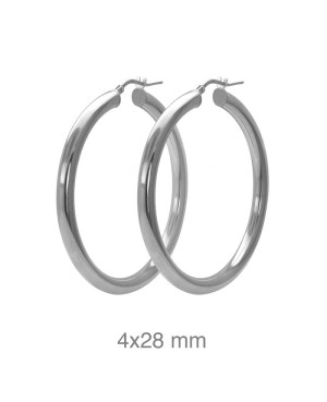 Pendientes Aros 4x28mm Plata Ley