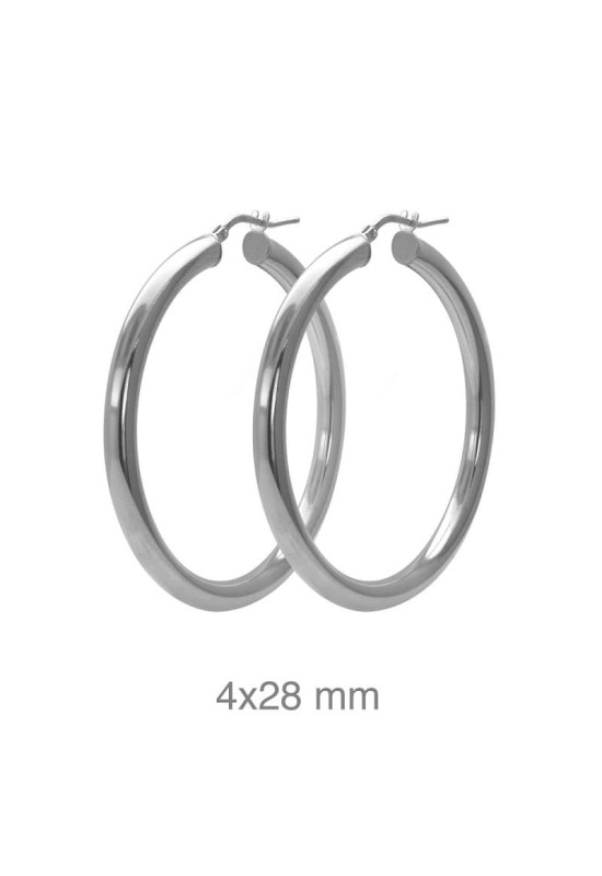 Pendientes Aros 4x28mm Plata Ley