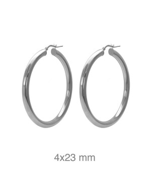 Pendientes Aros 4x23mm Plata Ley