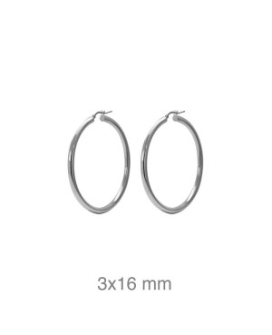 Pendientes Aros 3x16mm Plata Ley