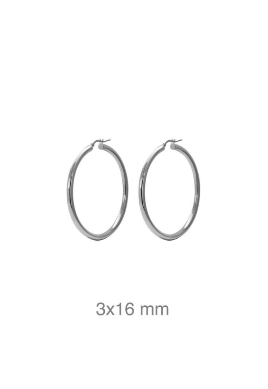 Pendientes Aros 3x16mm Plata Ley
