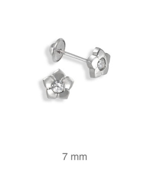 Pendientes Flor Circonita Rosca Plata Ley