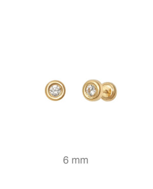 Pendientes Circonita Rosca Plata Ley con Baño de Oro