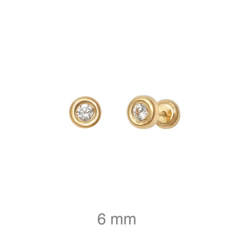 Pendientes Circonita Rosca Plata Ley con Baño de Oro