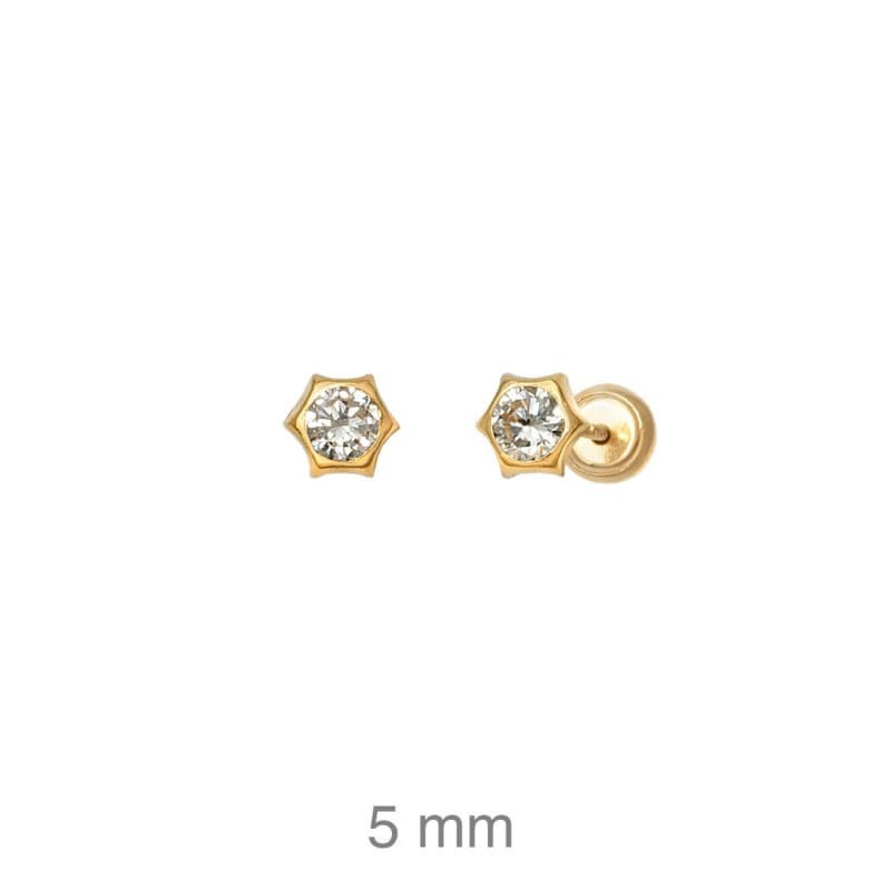 Pendientes Circonita Rosca Plata Ley con Baño de Oro