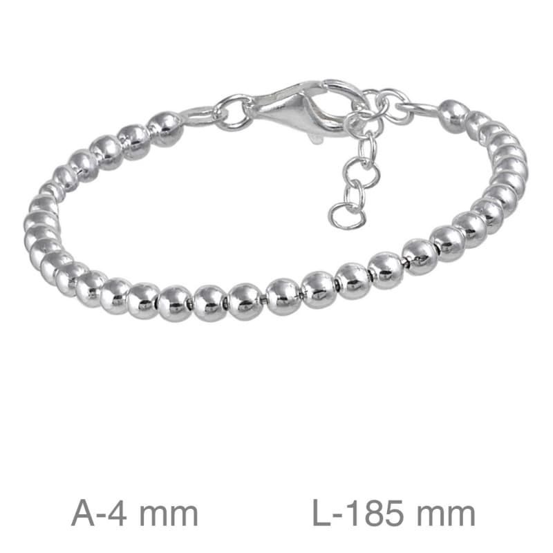Pulsera Bolas 4mm Plata Ley