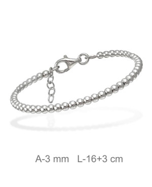 Pulsera Bolas 3mm Plata Ley
