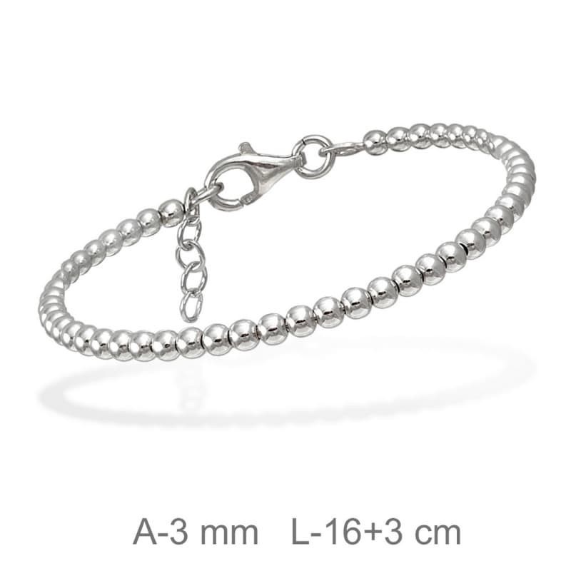 Pulsera Bolas 3mm Plata Ley