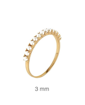 Anillo con Perlas en Plata Ley Bañada en Oro