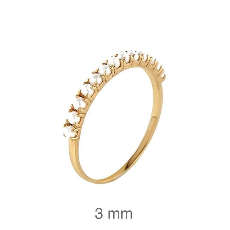 Anillo con Perlas en Plata Ley Bañada en Oro