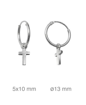 Pendientes Aros con Cruz Plata Ley