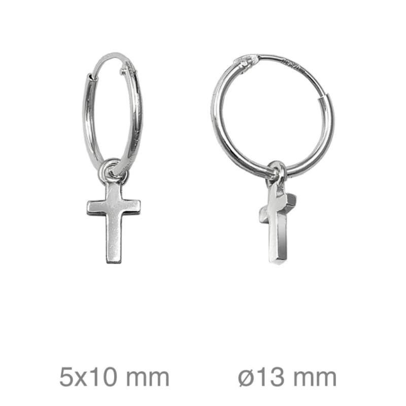 Pendientes Aros con Cruz Plata Ley