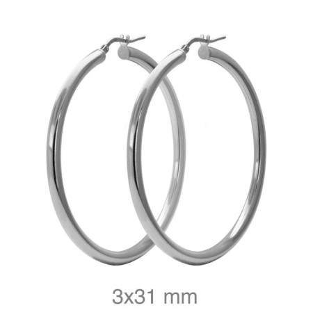 Pendientes Aros 3x31mm Plata Ley