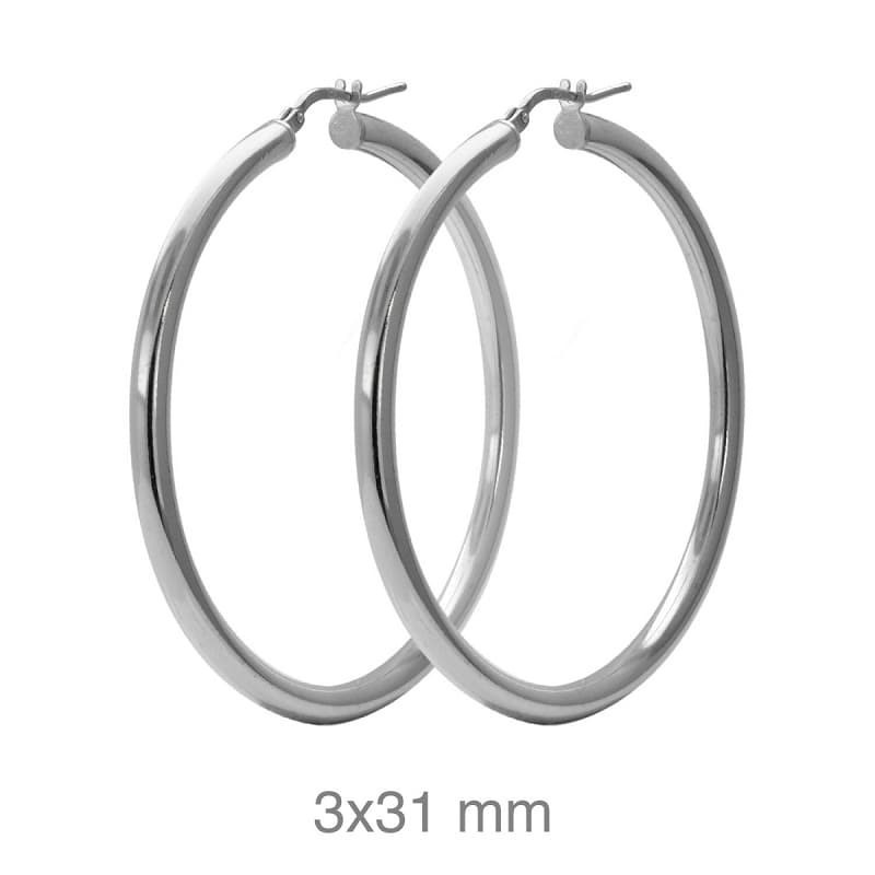 Pendientes Aros 3x31mm Plata Ley
