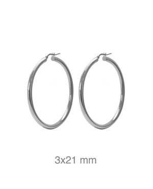 Pendientes Aros 3x21mm Plata Ley