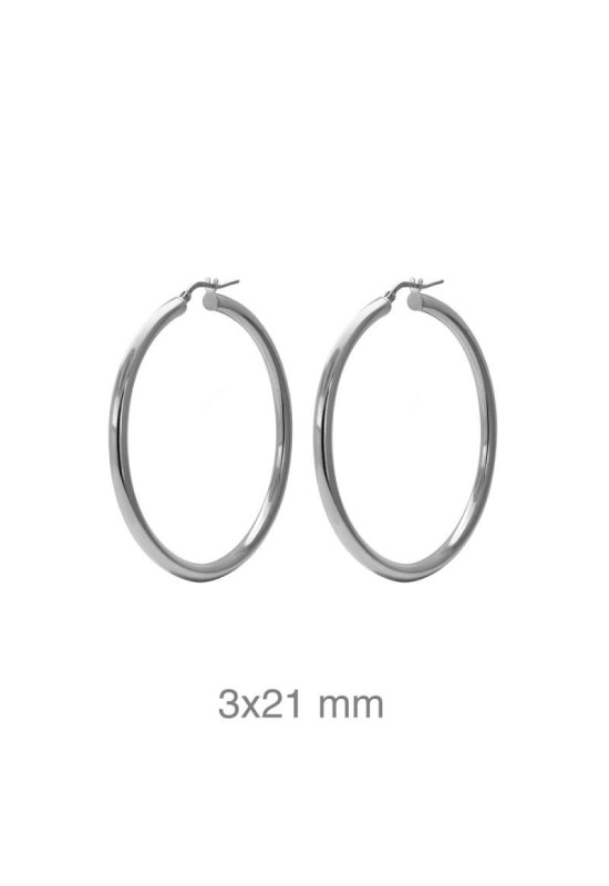 Pendientes Aros 3x21mm Plata Ley