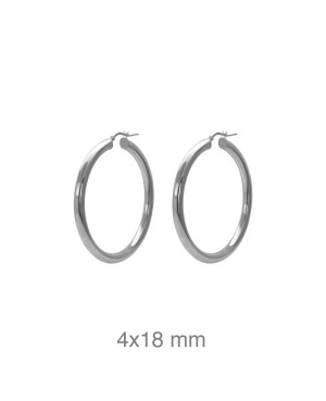 Pendientes Aros 4x18mm Plata Ley