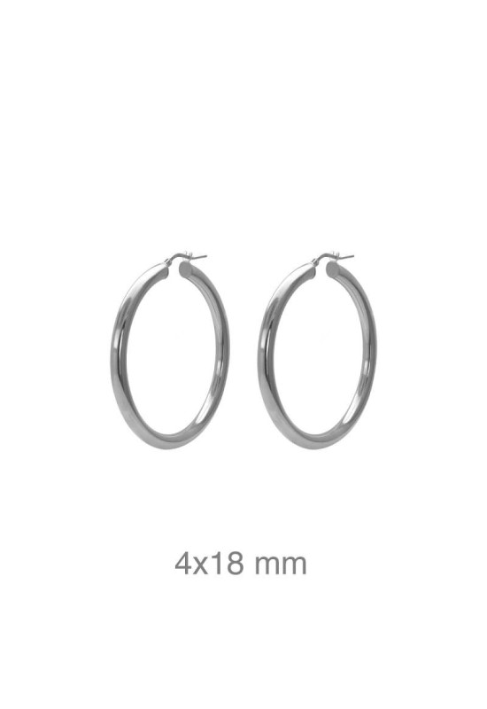 Pendientes Aros 4x18mm Plata Ley