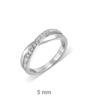 Anillo Cruzado con Circonitas de Plata Ley