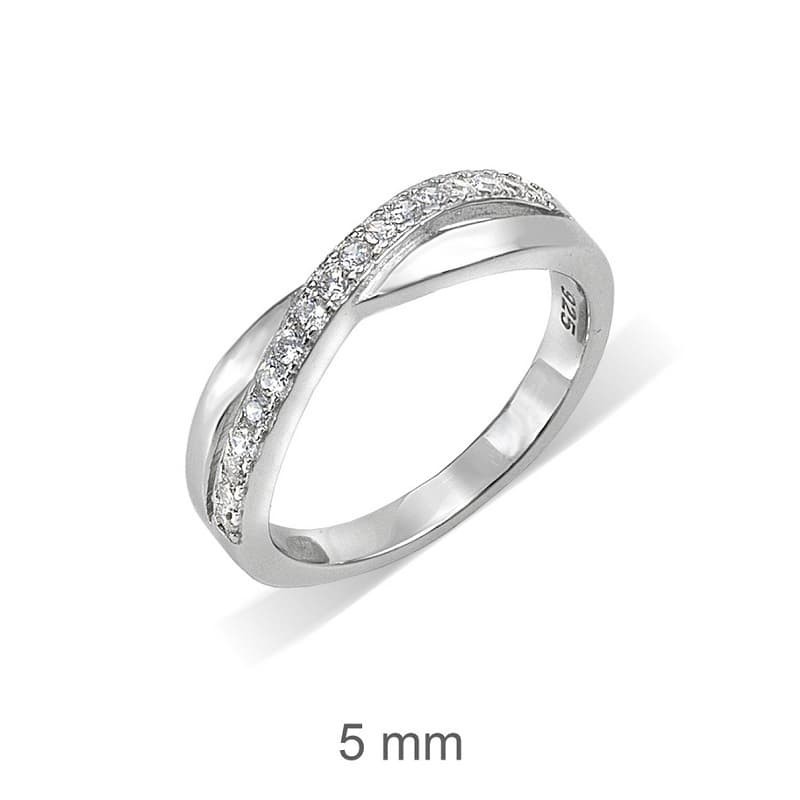 Anillo Cruzado con Circonitas de Plata Ley