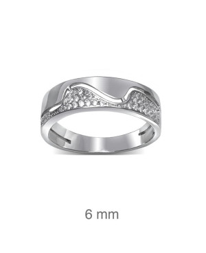Anillo Olas con Circonitas de Plata Ley