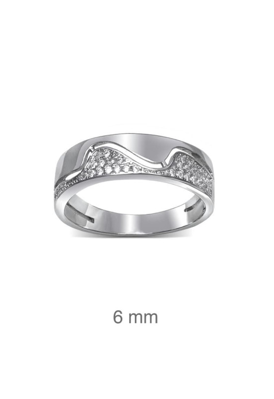Anillo Olas con Circonitas de Plata Ley