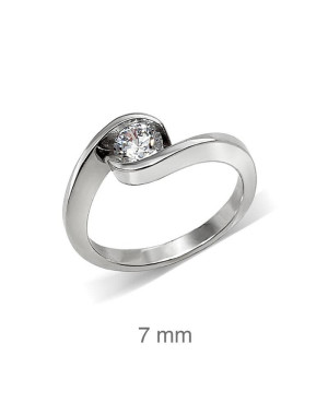 Anillo Compromiso de Plata Ley y Circonita