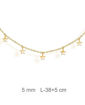 Collar Charms Estrellas de Plata Ley con Baño de Oro