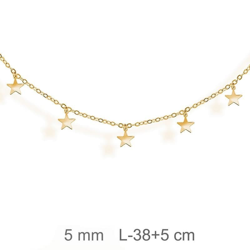 Collar Charms Estrellas de Plata Ley con Baño de Oro