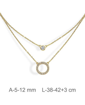 Collar Doble Circle de Circonitas de Plata Ley Bañado en Oro