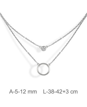 Collar Doble Circle y circonita de Plata Ley