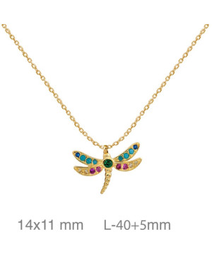 Collar Libélula de Plata Ley con Baño de Oro