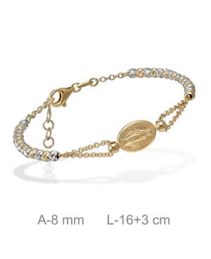Pulsera Virgen Milagrosa de Plata Ley con Baño de Oro