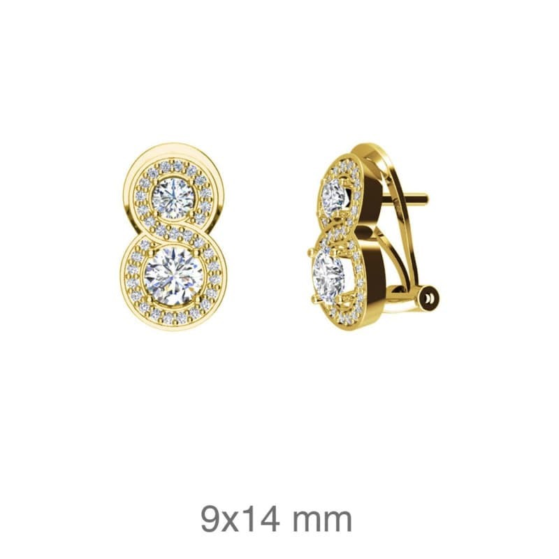 Pendientes Omega con Circonitas de Plata Ley Bañada en Oro