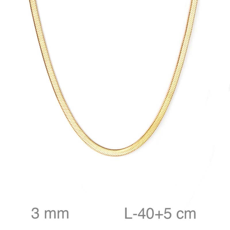 Gargantilla Plana 40+5cm de Acero Bañado en Oro