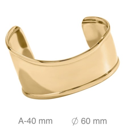 Brazalete Asimétrico Ancho de Acero Dorado