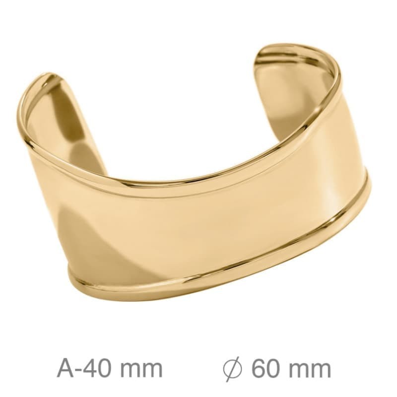 Brazalete Asimétrico Ancho de Acero Dorado