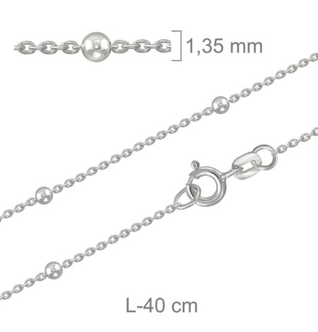 Cadena Forzada con Bolas de 40 cm en Plata Ley con Protección