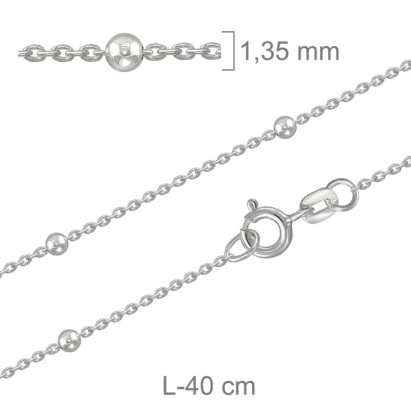 Cadena Forzada con Bolas de 40 cm en Plata Ley con Protección