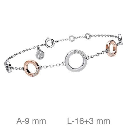 Pulsera Círculos Bicolor Plata Ley con Baño de Oro Rosa