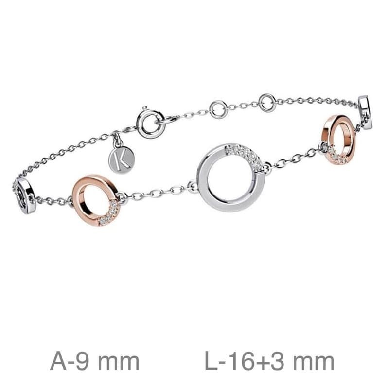 Pulsera Círculos Bicolor Plata Ley con Baño de Oro Rosa