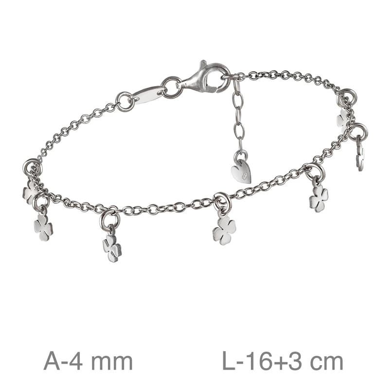 Pulsera de Tréboles en Plata Ley